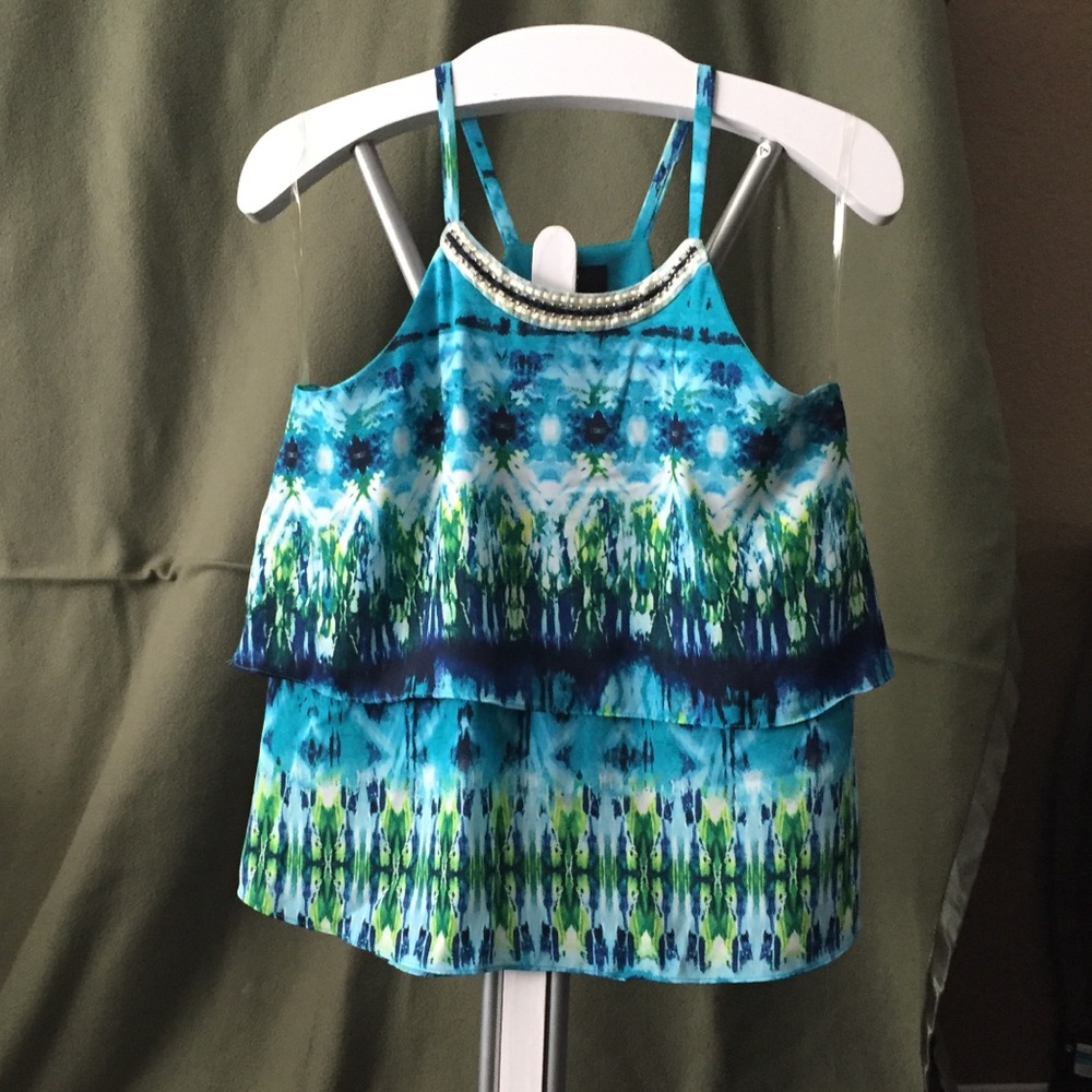 Blue and green dress top. Size Medium